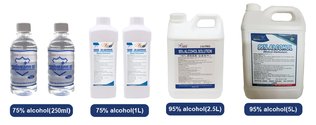 Factory Wholesale Medical Grade High Quality Hot Sale Disinfection Ethanol 75% 95% Ethyl Alcohol Passed CE Certificate